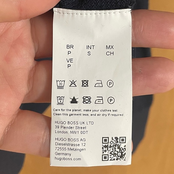 HUGO BOSS- textured navy cotton sweater - Picture 3 of 4